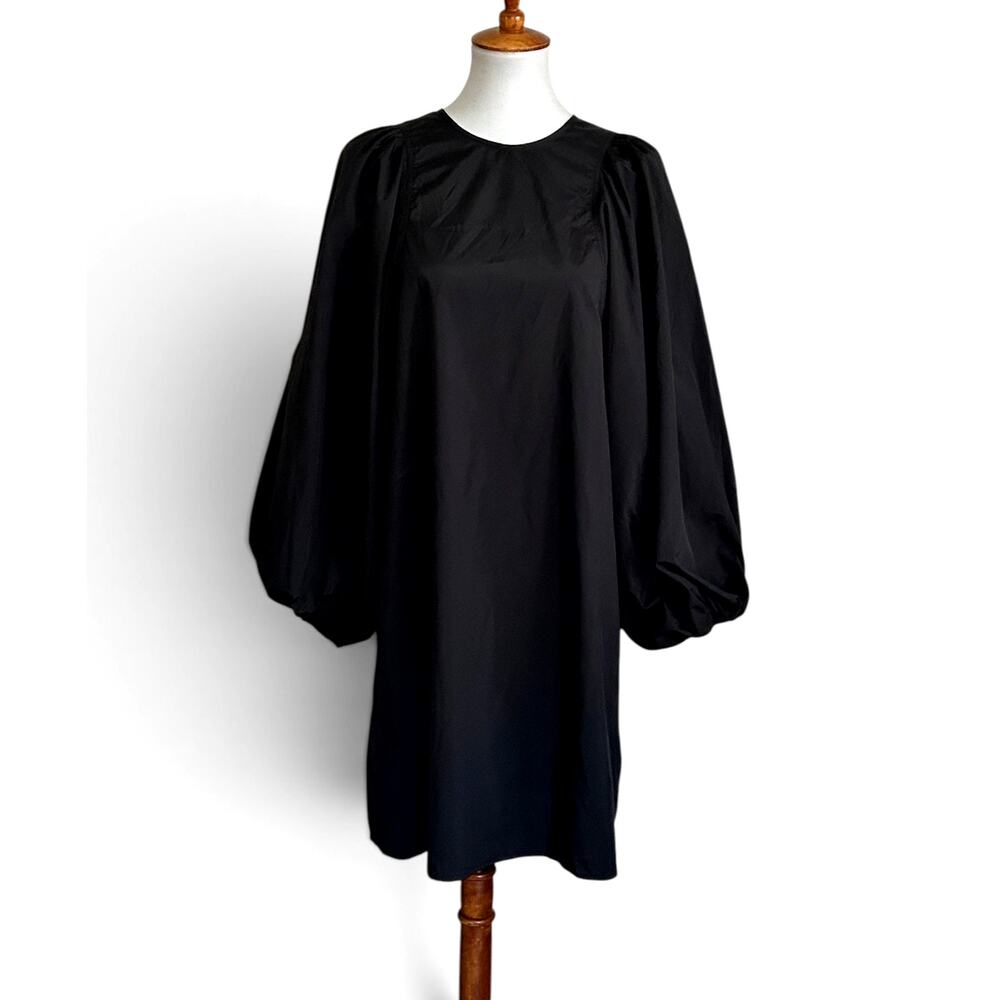 H&M Black Balloon Sleeve Shift Mini Dress Size Small